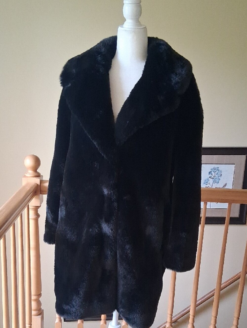 BCBGMaxAzria Black Faux Fur Coat